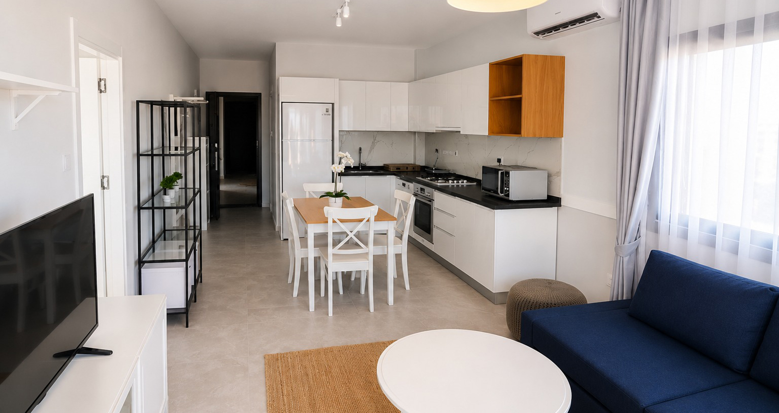 3 Caesar Blue 1+1 apartamentai, 500 m. nuo jūros kranto | Boğaz / İskele