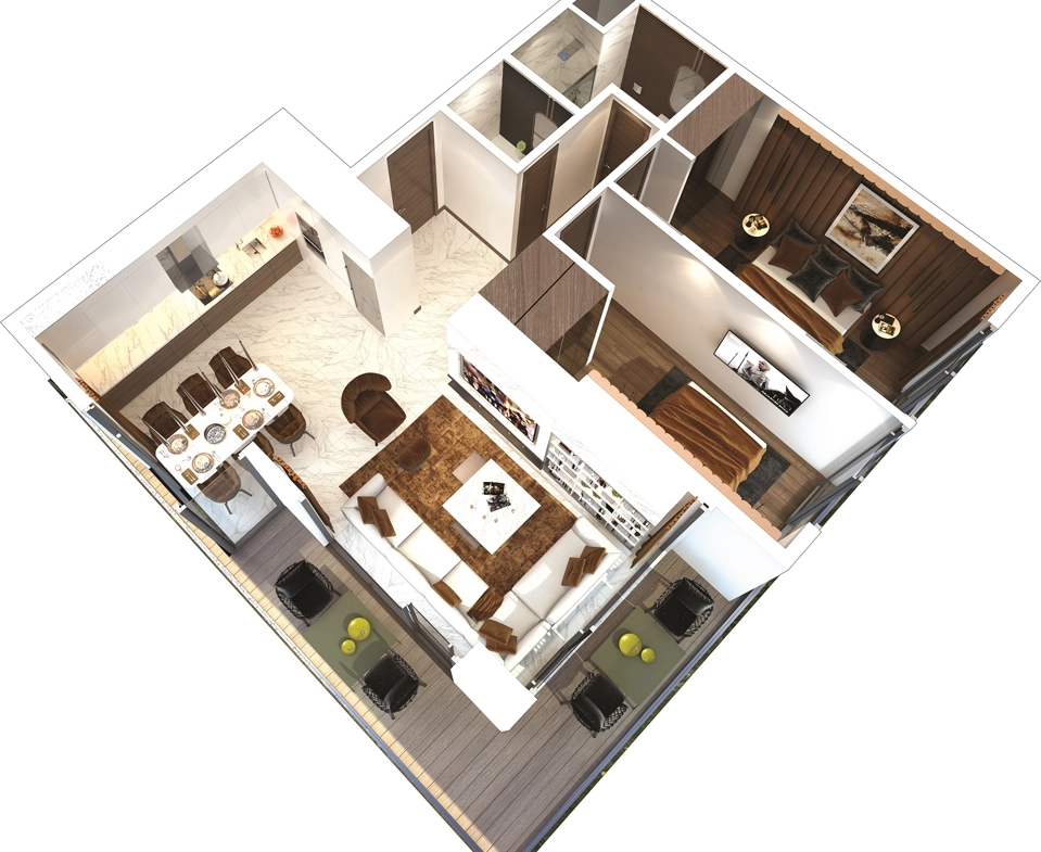 Grand Sapphire Resort 2+1 apartamentai [B, C blokai] | Long Beach / İskele