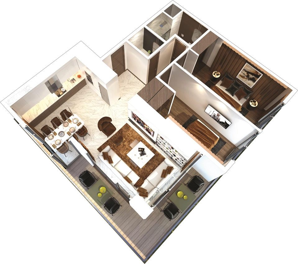 Grand Sapphire Resort 2+1 apartamentai [B, C blokai] | Long Beach / İskele